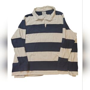 Lands' End Rugby Navy and White Striped Men's 3XL